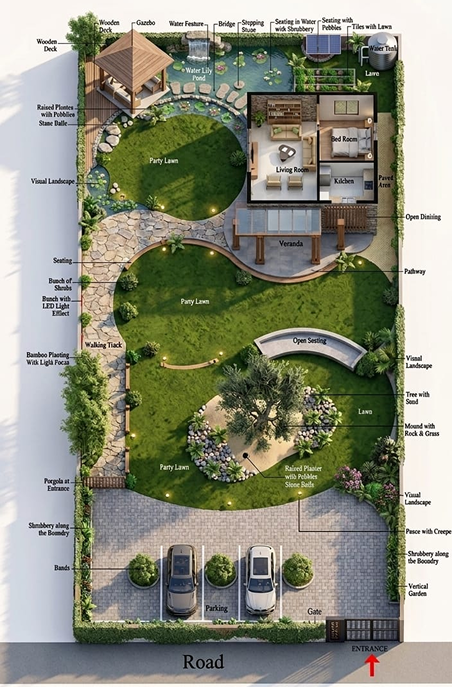 Hand-drawn garden design plan